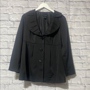 Cynthia Rowley Elegant Black Blazer with Ruffle Detail